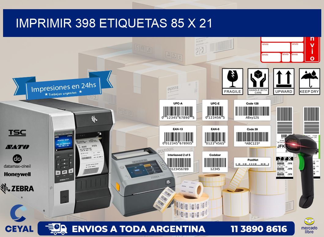 IMPRIMIR 398 ETIQUETAS 85 x 21