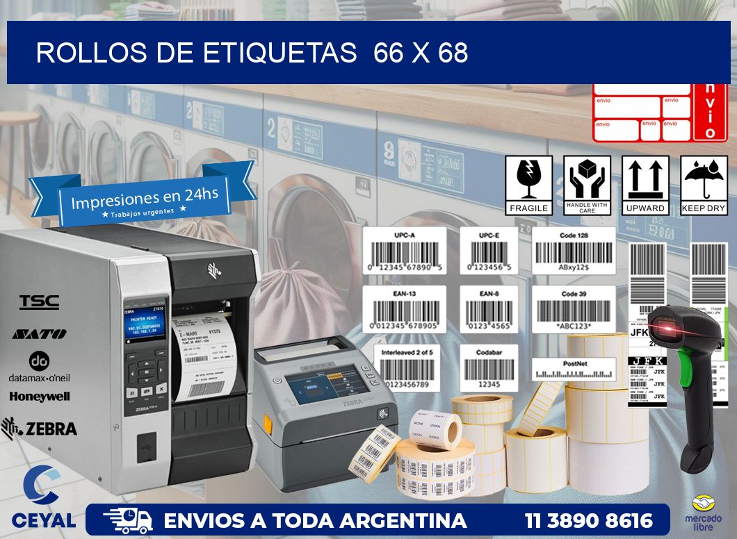 ROLLOS DE ETIQUETAS  66 x 68
