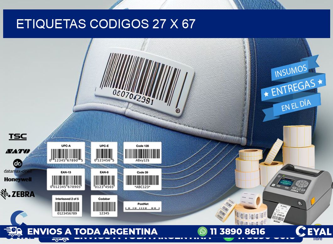 etiquetas codigos 27 x 67