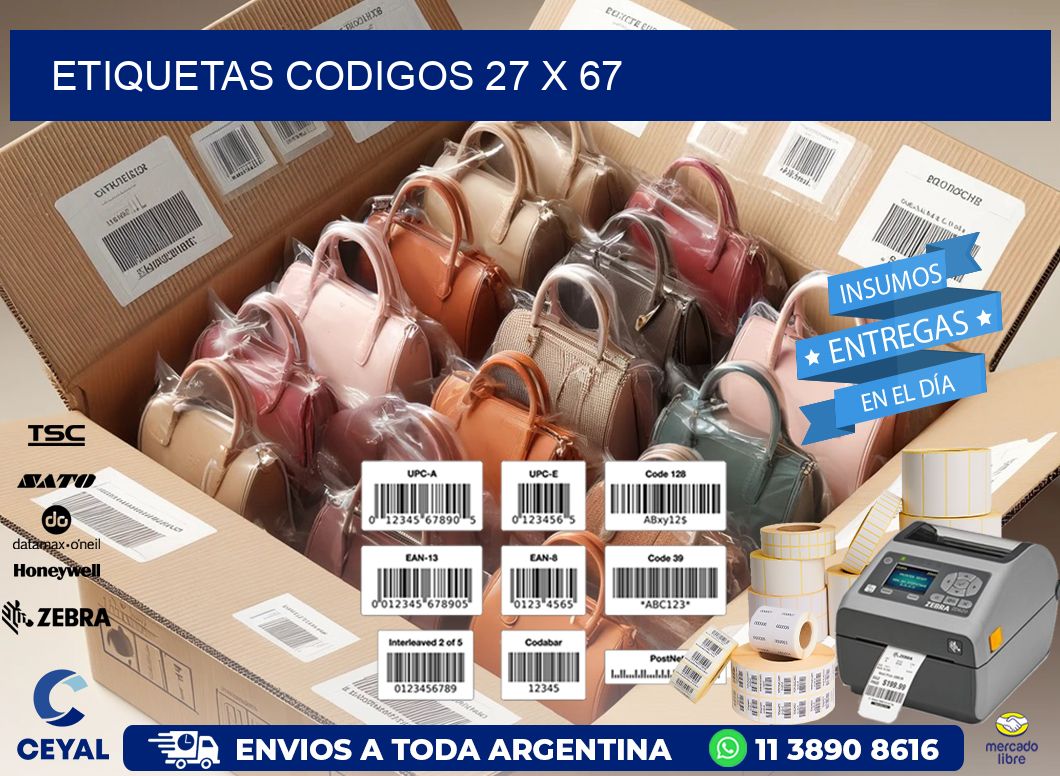 etiquetas codigos 27 x 67