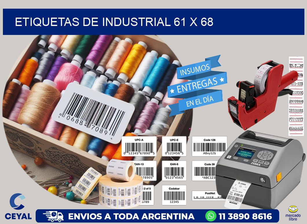 etiquetas de industrial 61 x 68