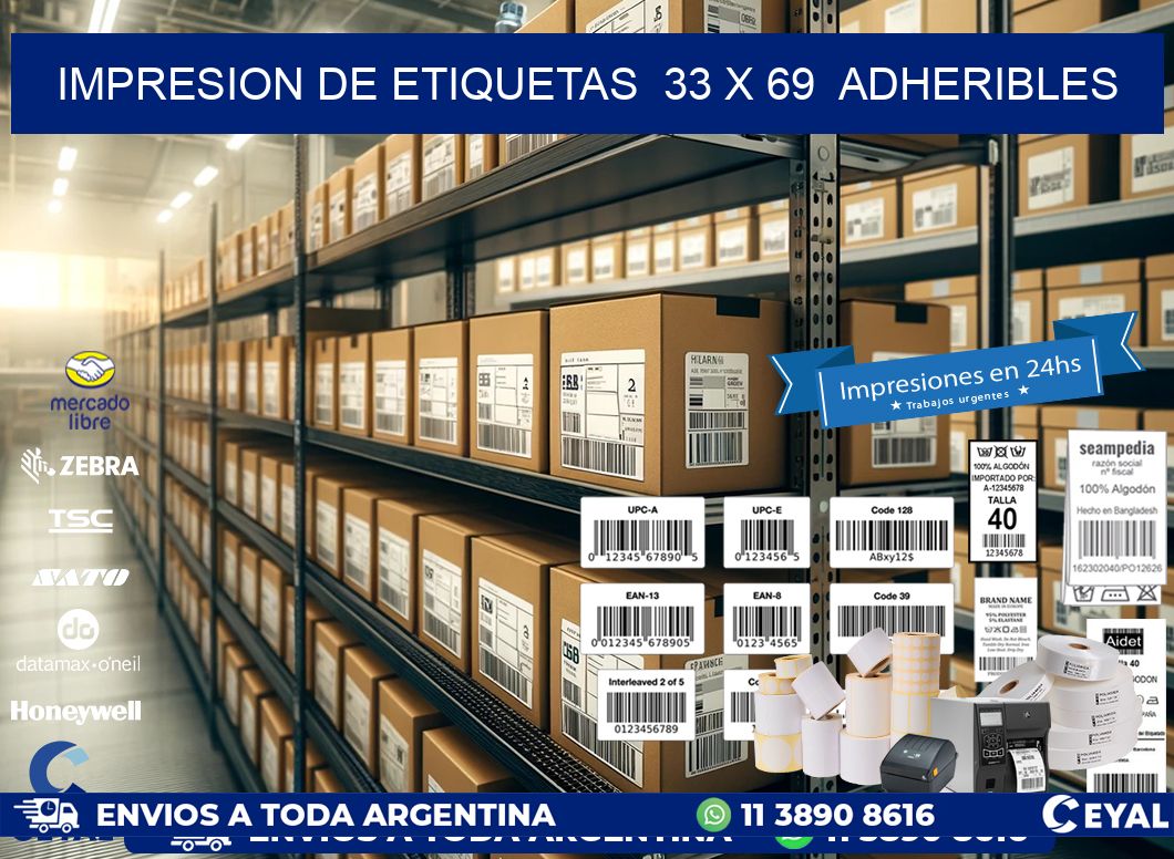 impresion de etiquetas  33 x 69  adheribles