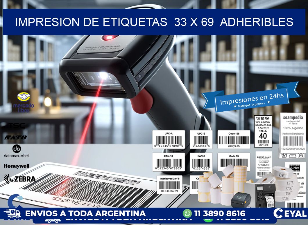 impresion de etiquetas  33 x 69  adheribles