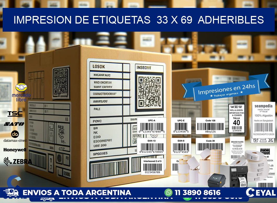 impresion de etiquetas  33 x 69  adheribles