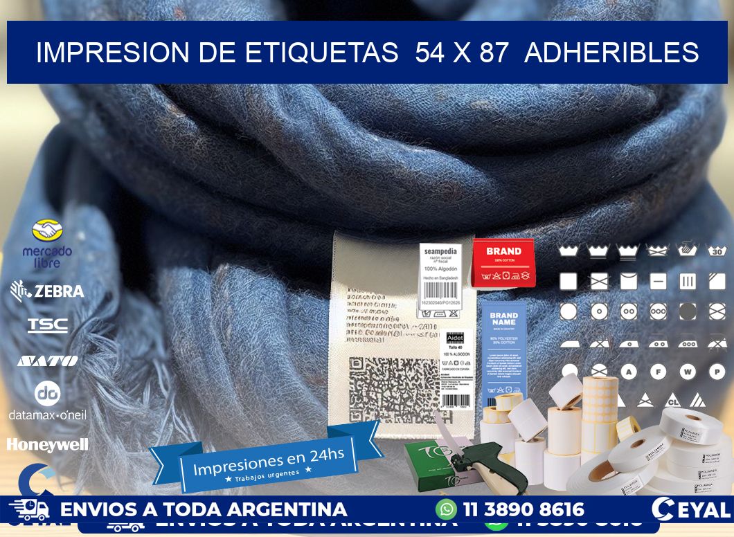 impresion de etiquetas  54 x 87  adheribles