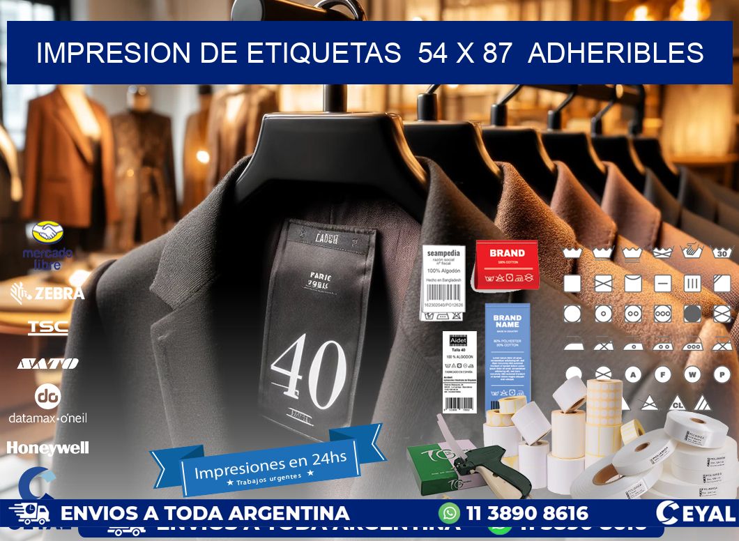 impresion de etiquetas  54 x 87  adheribles
