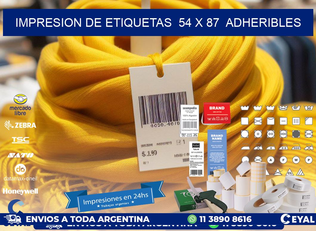 impresion de etiquetas  54 x 87  adheribles