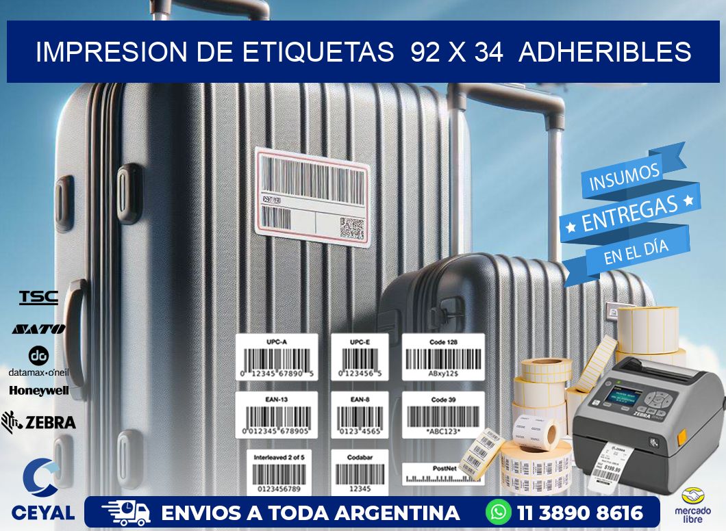 impresion de etiquetas  92 x 34  adheribles