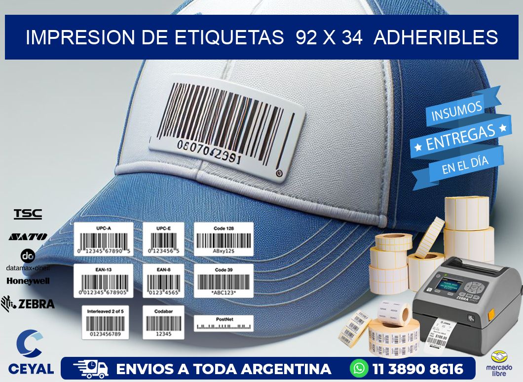 impresion de etiquetas  92 x 34  adheribles