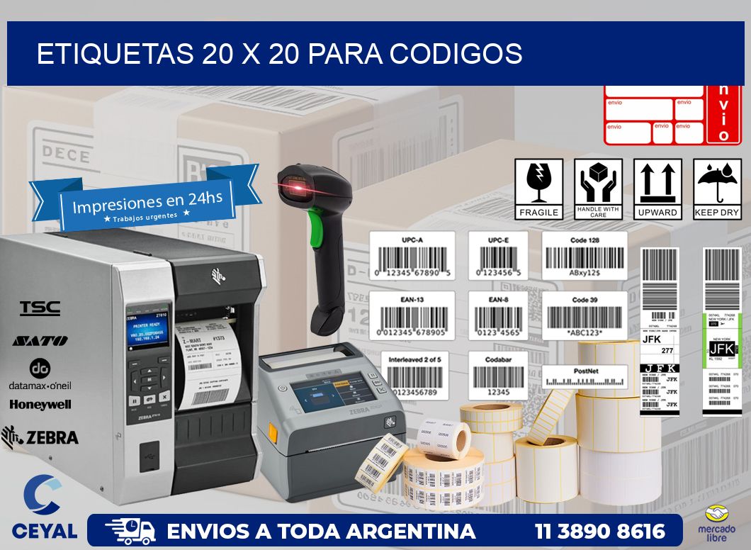 ETIQUETAS 20 x 20 PARA CODIGOS