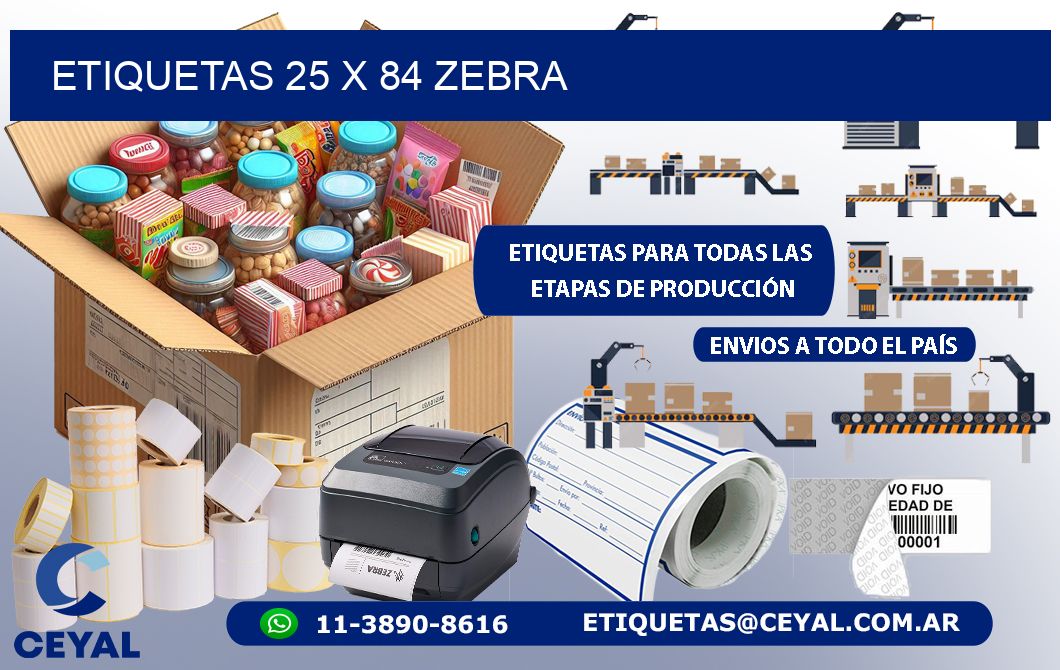 ETIQUETAS 25 x 84 ZEBRA