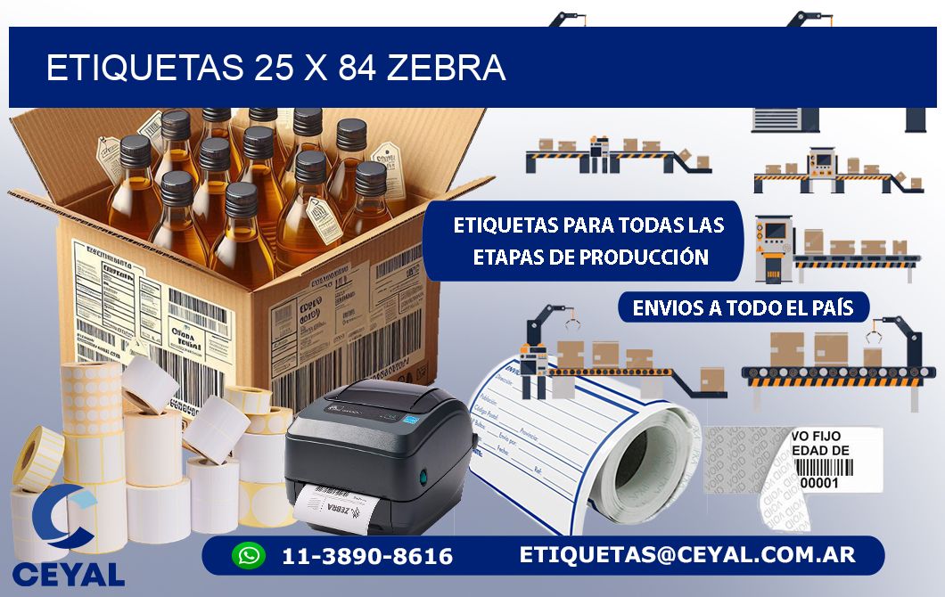 ETIQUETAS 25 x 84 ZEBRA