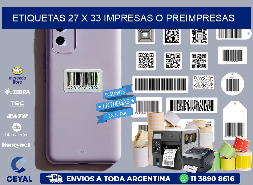 ETIQUETAS 27 x 33 IMPRESAS O PREIMPRESAS