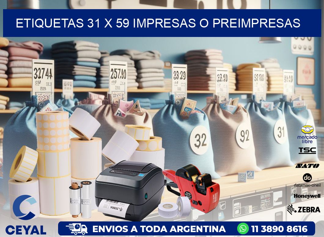 ETIQUETAS 31 x 59 IMPRESAS O PREIMPRESAS
