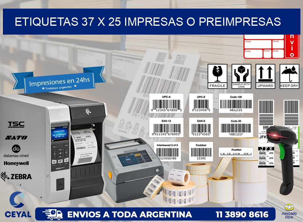 ETIQUETAS 37 x 25 IMPRESAS O PREIMPRESAS