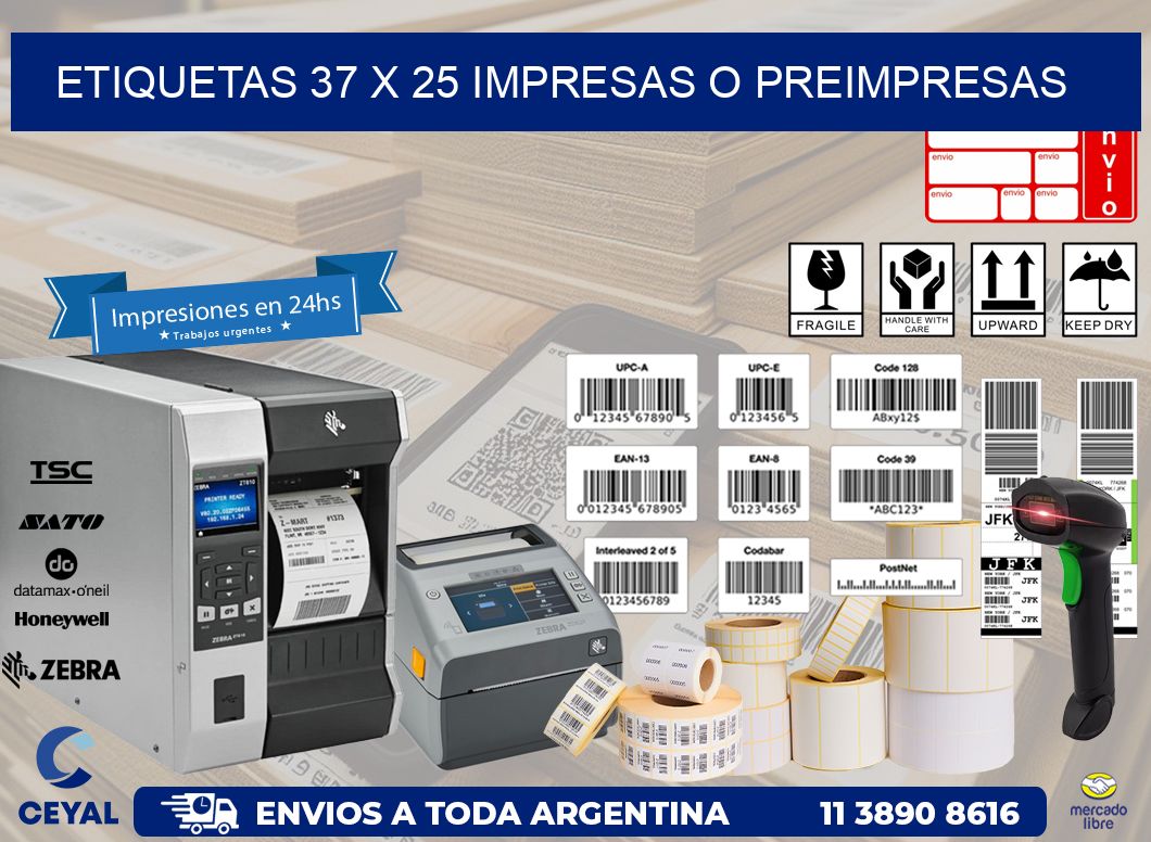 ETIQUETAS 37 x 25 IMPRESAS O PREIMPRESAS