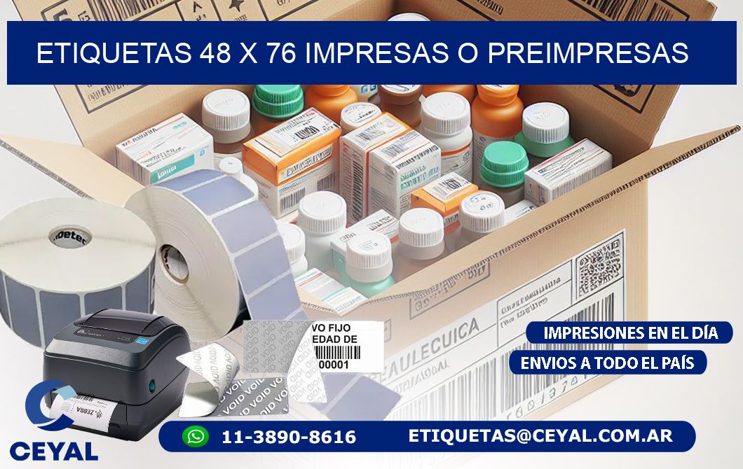 ETIQUETAS 48 x 76 IMPRESAS O PREIMPRESAS
