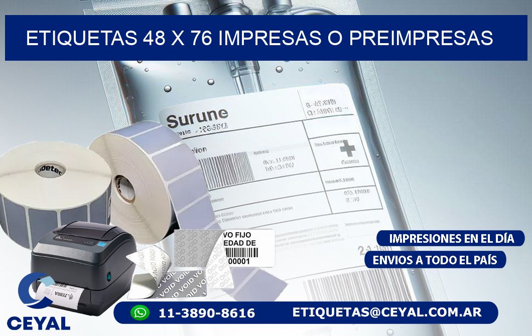 ETIQUETAS 48 x 76 IMPRESAS O PREIMPRESAS
