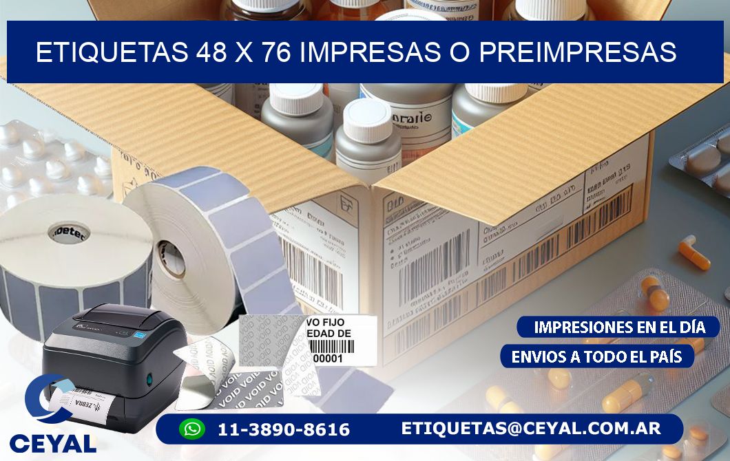 ETIQUETAS 48 x 76 IMPRESAS O PREIMPRESAS