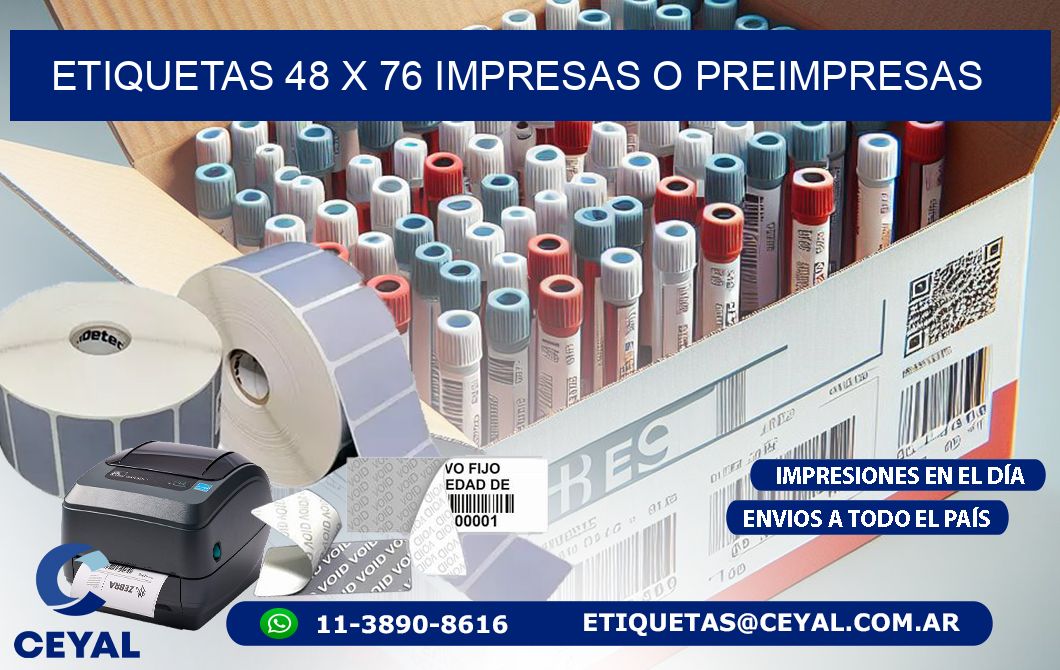 ETIQUETAS 48 x 76 IMPRESAS O PREIMPRESAS
