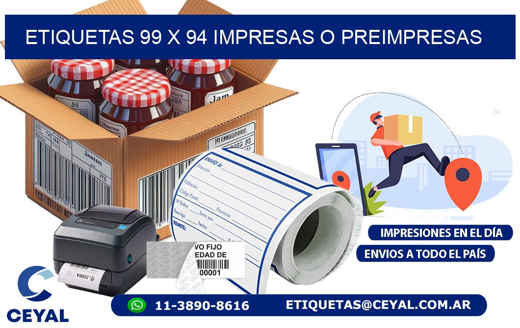 ETIQUETAS 99 x 94 IMPRESAS O PREIMPRESAS