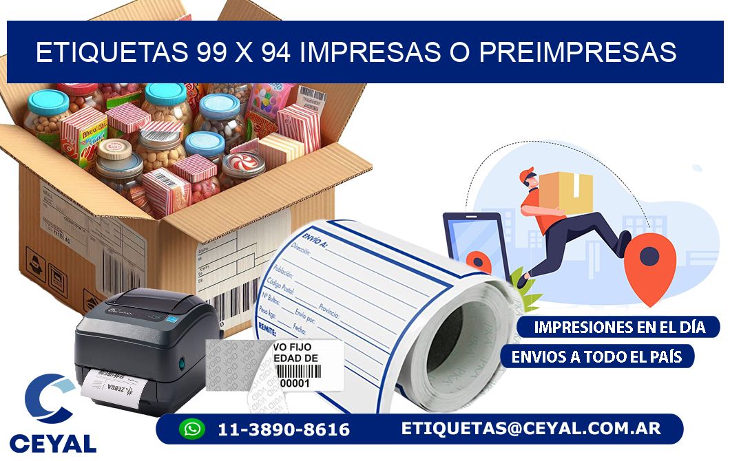 ETIQUETAS 99 x 94 IMPRESAS O PREIMPRESAS