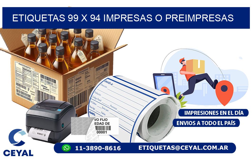 ETIQUETAS 99 x 94 IMPRESAS O PREIMPRESAS