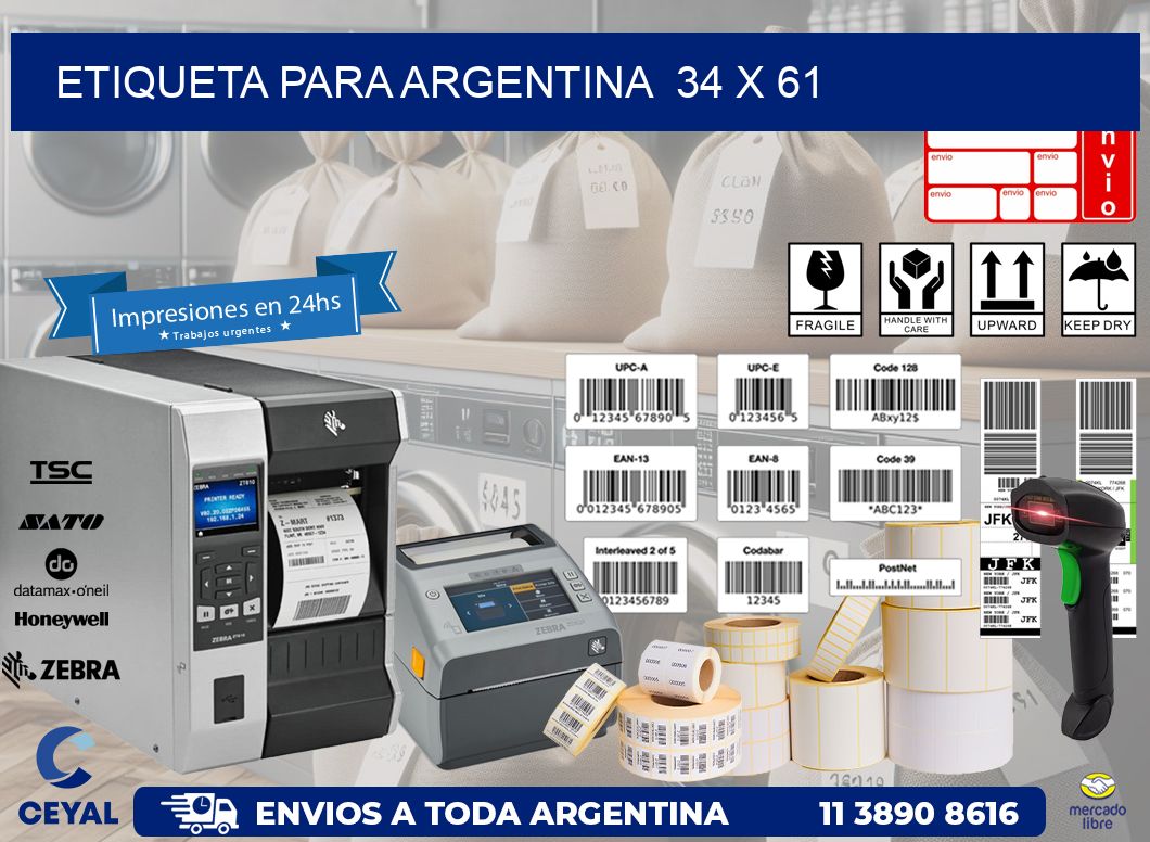 etiqueta para Argentina  34 x 61