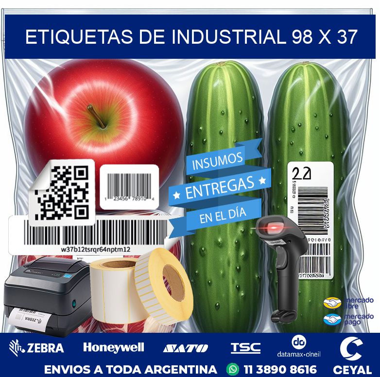 etiquetas de industrial 98 x 37
