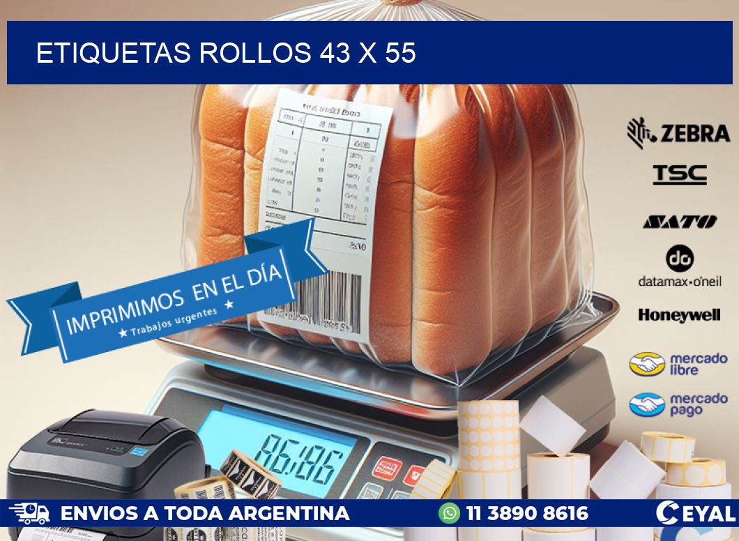 etiquetas rollos 43 x 55