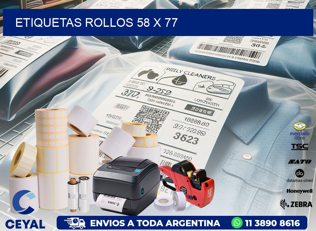 etiquetas rollos 58 x 77