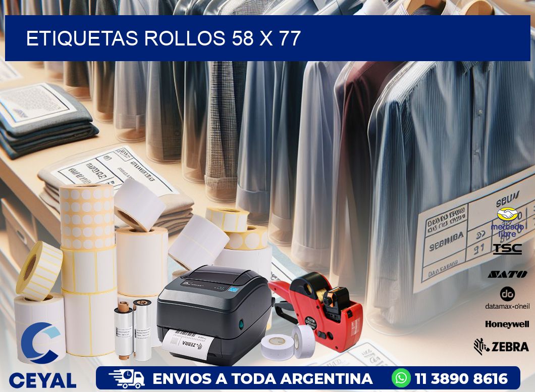 etiquetas rollos 58 x 77