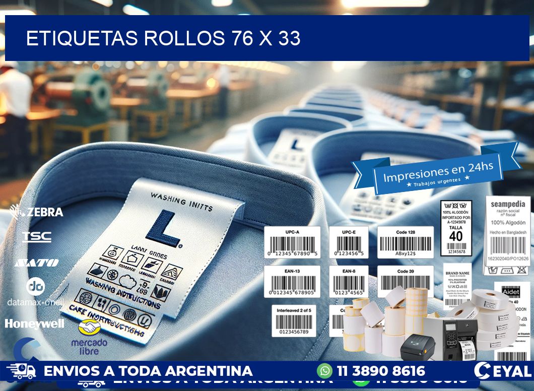 etiquetas rollos 76 x 33