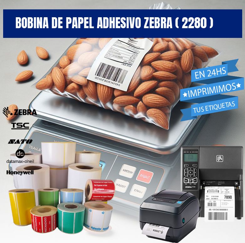 BOBINA DE PAPEL ADHESIVO ZEBRA ( 2280 )