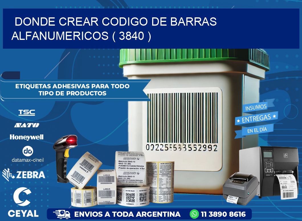 DONDE CREAR CODIGO DE BARRAS ALFANUMERICOS ( 3840 )