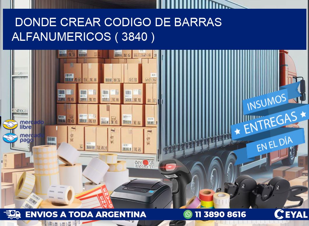 DONDE CREAR CODIGO DE BARRAS ALFANUMERICOS ( 3840 )