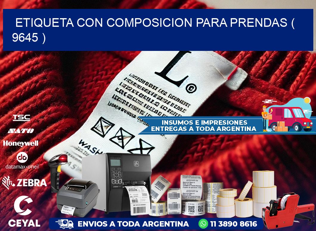 ETIQUETA CON COMPOSICION PARA PRENDAS ( 9645 )