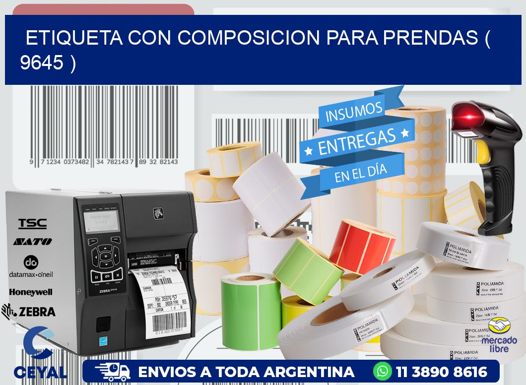 ETIQUETA CON COMPOSICION PARA PRENDAS ( 9645 )