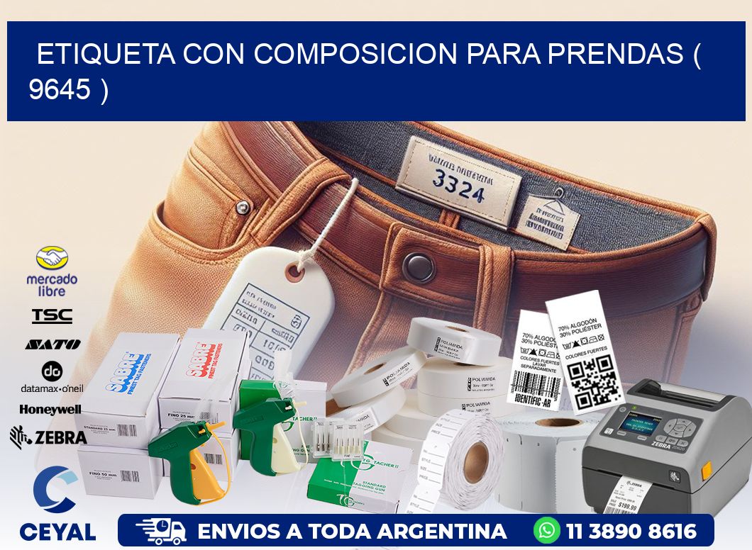 ETIQUETA CON COMPOSICION PARA PRENDAS ( 9645 )
