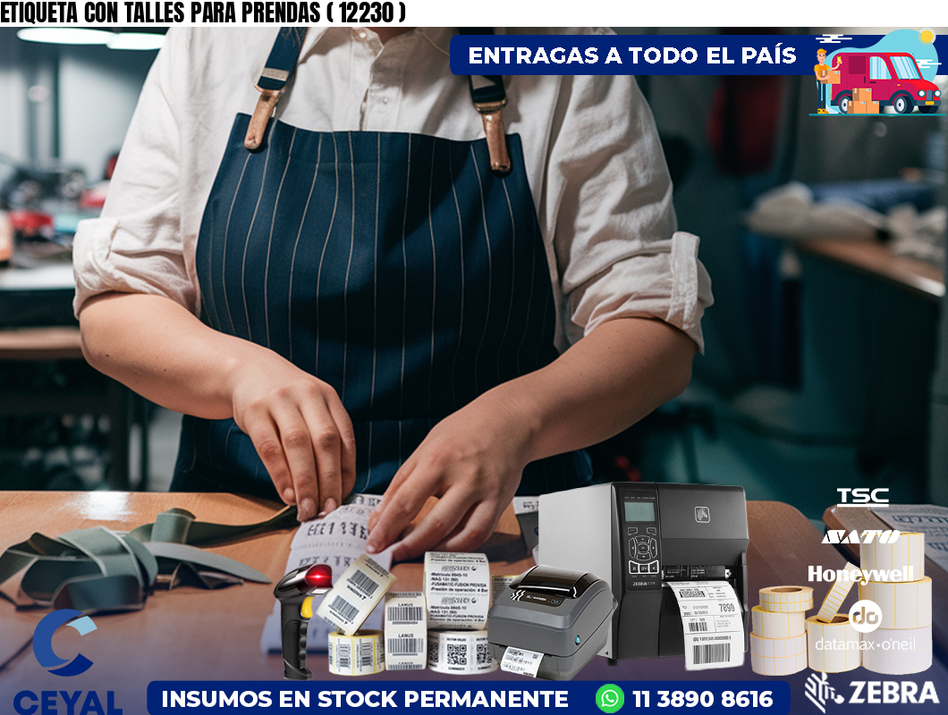 ETIQUETA CON TALLES PARA PRENDAS ( 12230 )