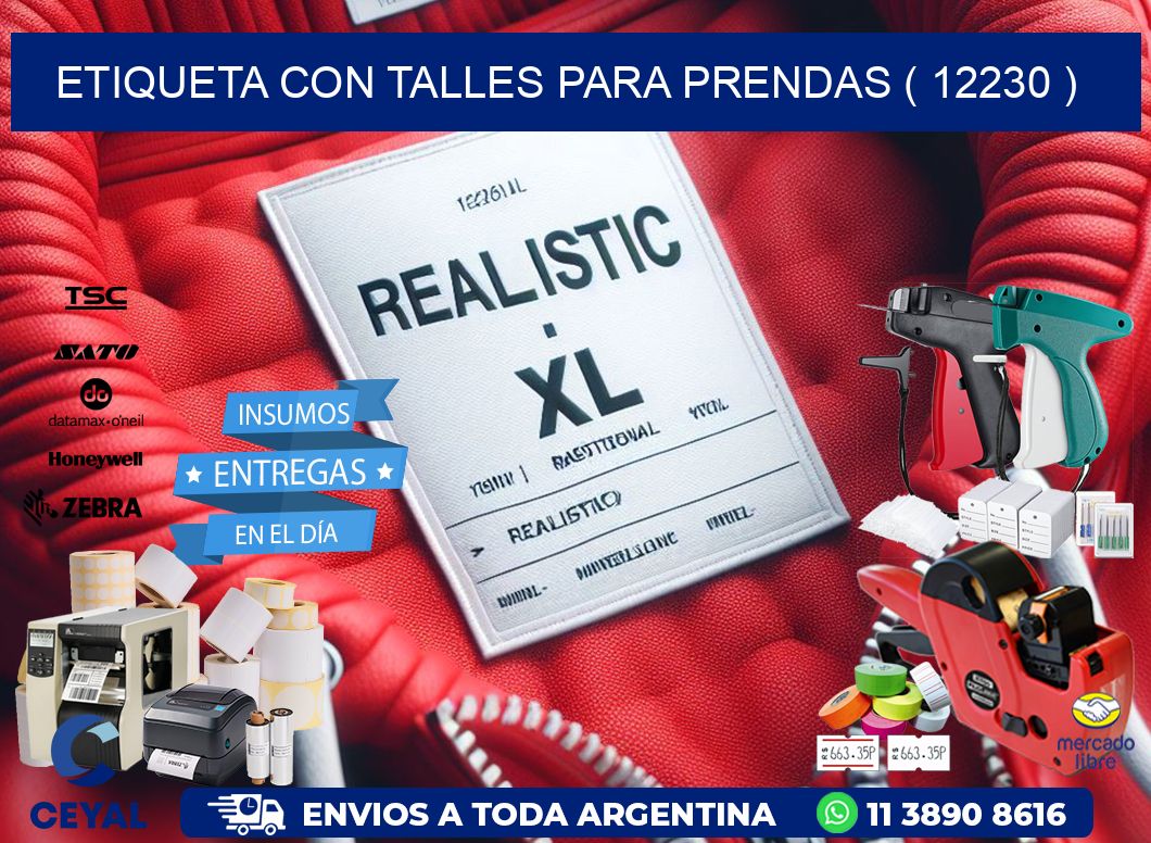 ETIQUETA CON TALLES PARA PRENDAS ( 12230 )