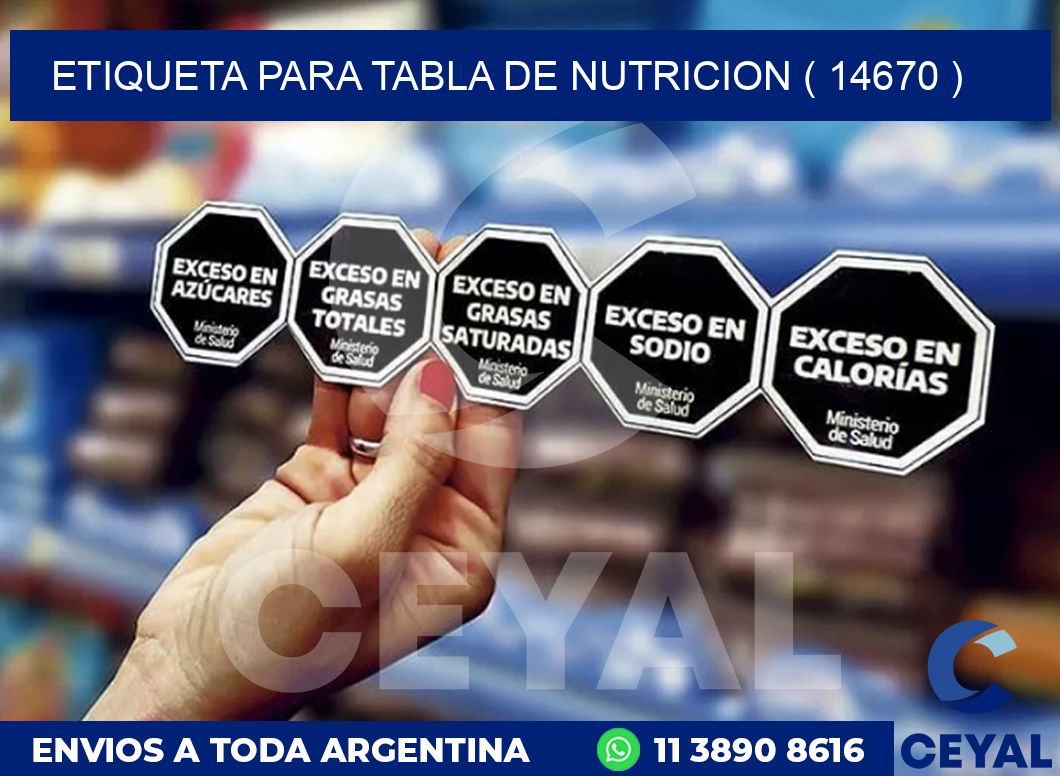 ETIQUETA PARA TABLA DE NUTRICION ( 14670 )
