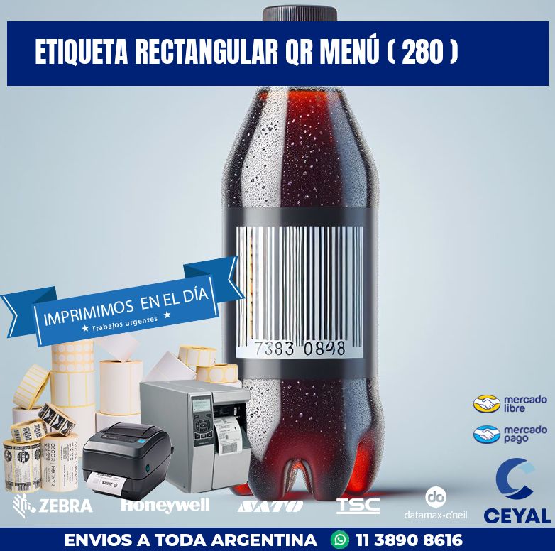 ETIQUETA RECTANGULAR QR MENÚ ( 280 )