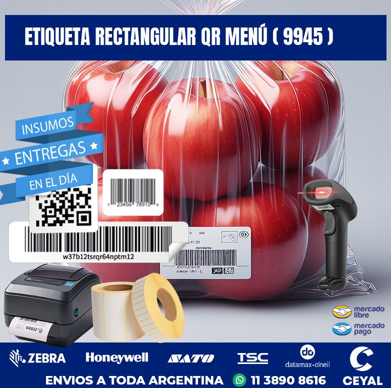ETIQUETA RECTANGULAR QR MENÚ ( 9945 )