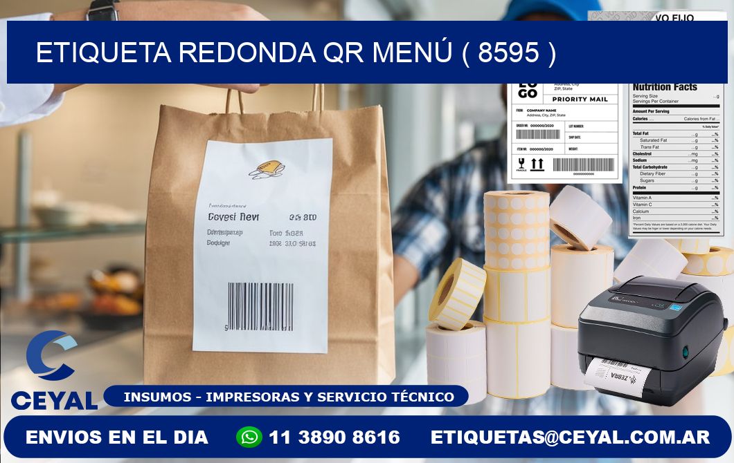 ETIQUETA REDONDA QR MENÚ ( 8595 )