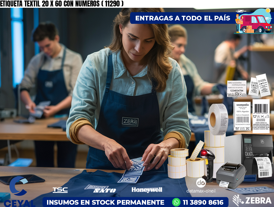 ETIQUETA TEXTIL 20 X 60 CON NUMEROS ( 11290 )