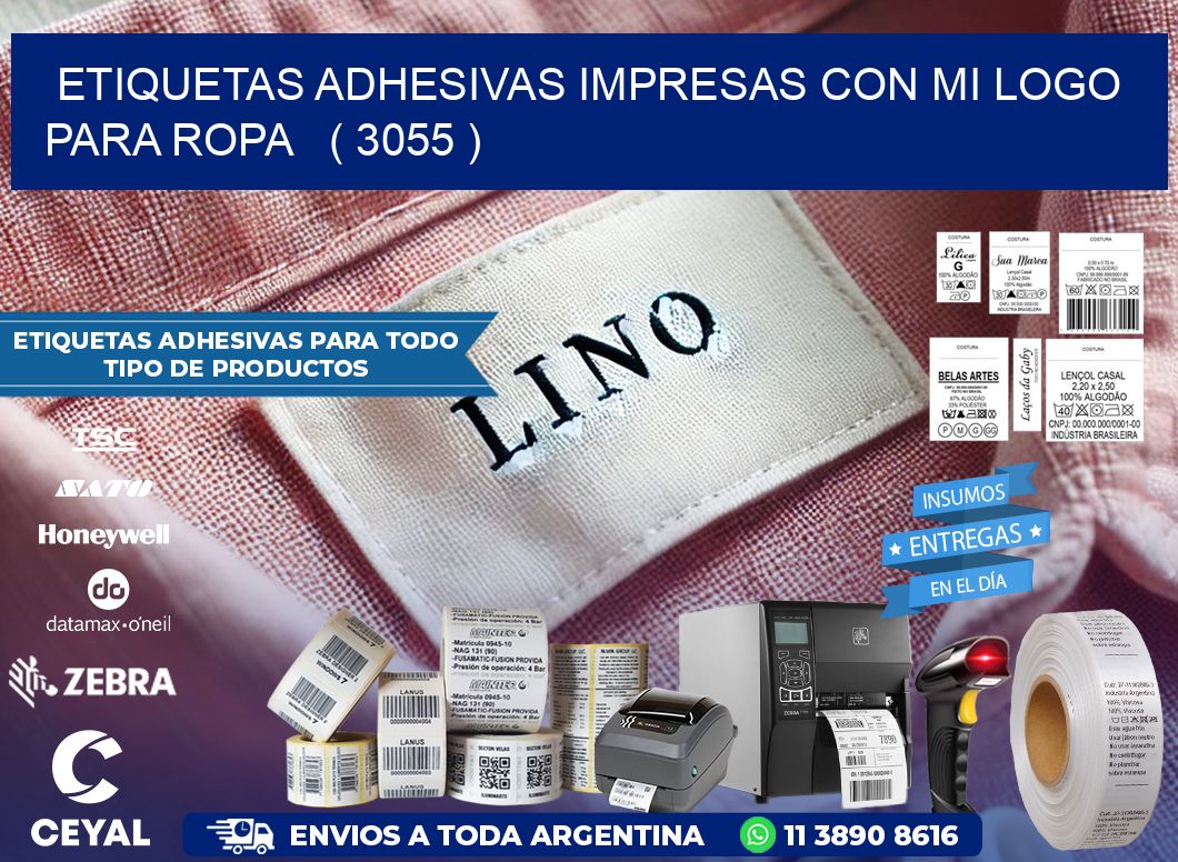 ETIQUETAS ADHESIVAS IMPRESAS CON MI LOGO PARA ROPA   ( 3055 )