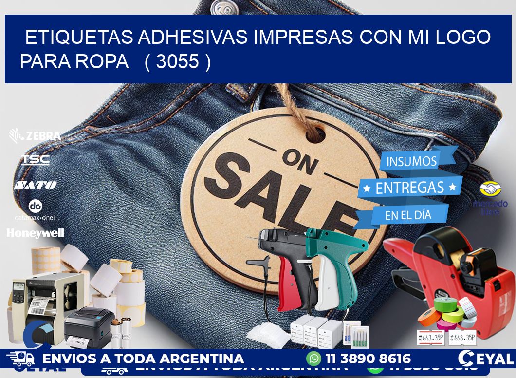 ETIQUETAS ADHESIVAS IMPRESAS CON MI LOGO PARA ROPA   ( 3055 )