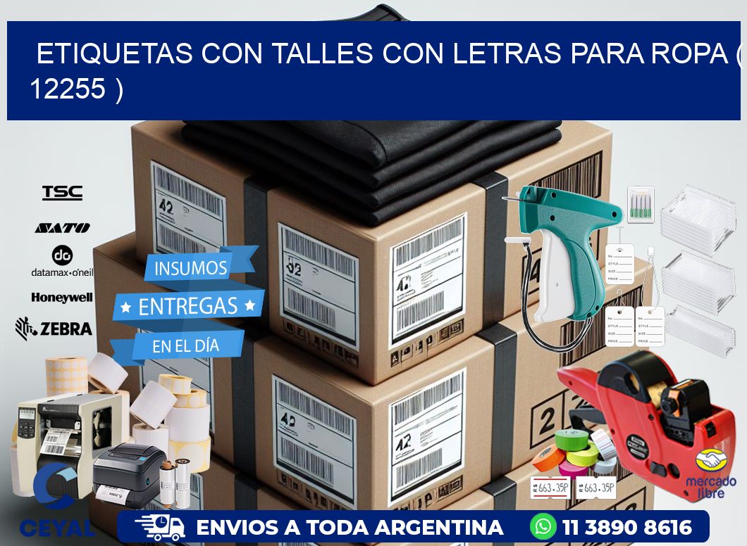 ETIQUETAS CON TALLES CON LETRAS PARA ROPA ( 12255 )