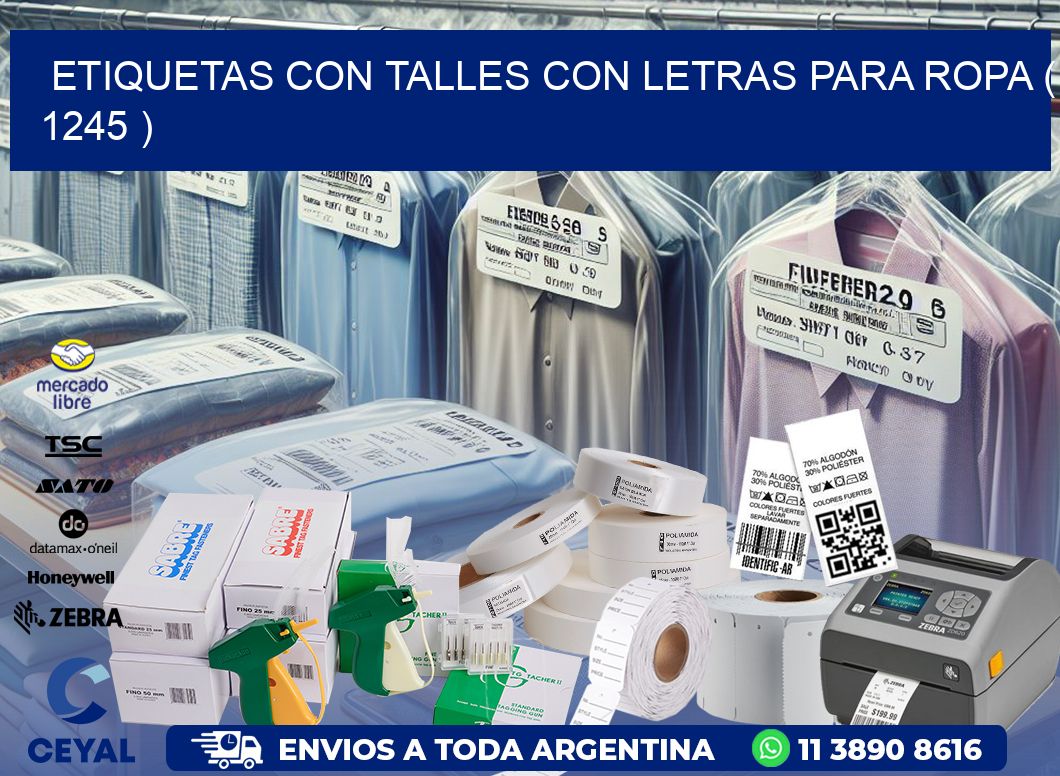 ETIQUETAS CON TALLES CON LETRAS PARA ROPA ( 1245 )